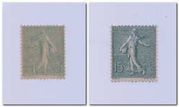 FRANCE 1903 - Semeuse Lignée 15 Cts Vert-gris N°YT 130h IMPRESSION RECTO-VERSO - Neuf Sans Charnière** - Voir Scan - Unused Stamps