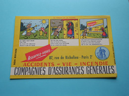 Buvard Compagnies D'ASSURANCES Générales ( Sofoga-Mod.3012-1000000-9-1-58-) ( Format +/- 20,5 X 13 Cm. ) Voir SCAN Svp ! - Bank & Insurance