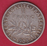 France 1 Franc Semeuse Argent 1908 - Altri & Non Classificati