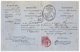 Belgique 1885 Primes Bruxelles Saint-Nicolas Beveren Maatschappij Premien Tegen Brand - 1883 Leopoldo II