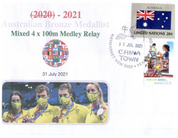 (WW 6 A) 2020 Tokyo Summer Olympic Games - Australia Bronze Medal 31-07-2021 - Mixed 4x100 Medley Relay (COVID + Flag) - Sommer 2020: Tokio