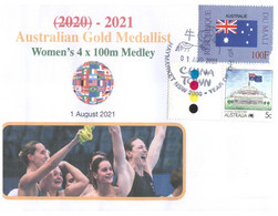 (WW 6 A) 2020 Tokyo Summer Olympic Games - Australia Gold Medal 1-8-2021 - Women's 4x100m Medley (OZ Flag Stamp) - Eté 2020 : Tokyo