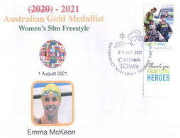 (WW 6 A) 2020 Tokyo Summer Olympic Games - Australia Gold Medal 1-8-2021 - Women's  50m Freestyle (COVID-19 Tag Stamp) - Eté 2020 : Tokyo