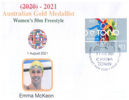 (WW 6 A) 2020 Tokyo Summer Olympic Games - Australia Gold Medal 1-8-2021 - Women's  50m Freestyle (new Olympic Stamp) - Eté 2020 : Tokyo