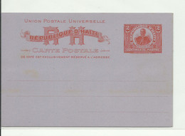 E.P. Postal Stationery  Card 2 Cents Red On Light Grey-purple, Mint - Very Fresh.   Belle Fraîcheur.   TB - W1029 - Haiti