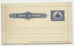 E.P. Carte-lettre Postal Stationery Letter-card 5 Cents Dark Bleu On Yeloow-cream, Mint - Very Fresh.   Belle Fraîcheur. - Haïti