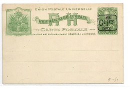 E.P. Postal Stationery  Card 3 Cents Green On Cream Ovpt. MAI Ct.Pre 1902, Mint - Very Fresh.   Belle Fraîcheur.   TB - - Haiti