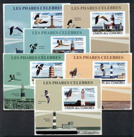 Comoro Is 2008 Famous Lighthouses, Birds 5x Deluxe MS IMPERF MUH - Comores (1975-...)