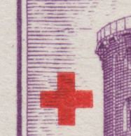 Denmark SAVA 283 C Round Tower Red Cross Croix Rouge Rotes Kreuz ERROR Variety 'Line Left Of Banister' (2 Scans) - Variétés Et Curiosités