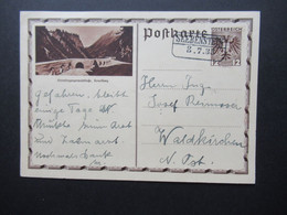 Österreich 1935 Bildpostkarte Hinterbregenzerwaldstraße Vorarlberg GA P 296 Mit Stempel Ra2 Seebenstein 8.7.1935 - Brieven En Documenten