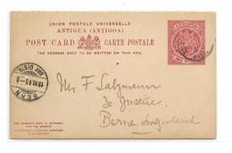 ANTIGUA  E.P. Carte Postal Stationery Reply Card 1p. + 1p. Red On Light-cream, Cancelled St-JOHN'S ANTIGUA JU.23 1905 To - 1858-1960 Crown Colony