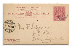 ANTIGUA  E.P. Carte Postal Stationery Reply Card 1p. + 1p. Red On Light-cream, Cancelled St-JOHN'S ANTIGUA JU.23 1905 To - 1858-1960 Kronenkolonie