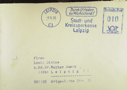 DDR: Brief Mit 10 Pfg AFS-blau Vom 6.6.56 "Durch Frieden Zu Wohlstand! Stadt- Und Kreissparkasse Leipzig" - Covers & Documents