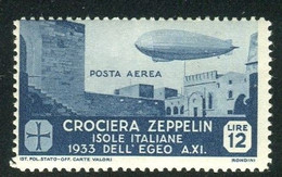 EGEO 1932 POSTA AEREA ZEPPELIN 12 L. * GOMMA ORIGINALE - Aegean