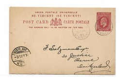 ST VINCENT  E.P. Carte Postal Stationery Car 1p. Red  On Light-cream, Cancelled KINGSTON St VINCENT SEPTT. 14 1905 to Be - St.Vincent (...-1979)
