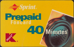 USA - Sprint Prepaid Fonecard - 40 Minutes , Kmart , Spain - Sprint