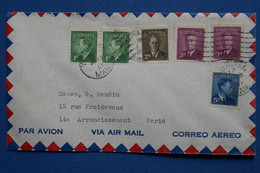 Y7 CANADA  BELLE LETTRE   1951 WENIPEG   POUR  PARIS+ AFFRANCH PLAISANT - Briefe U. Dokumente