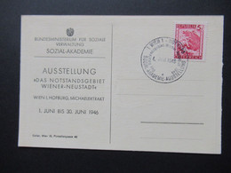 Österreich 1946 Künstler AK Wiener Neustadt Bundesministerium Für Soziale Verwaltung Ausstellung Das Notstandsgebiet - Exposiciones
