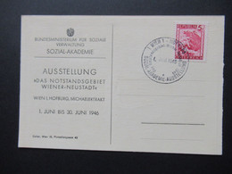 Österreich 1946 Künstler AK Wiener Neustadt Bundesministerium Für Soziale Verwaltung Ausstellung Das Notstandsgebiet - Expositions