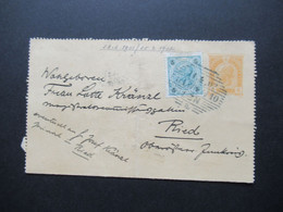 Österreich 1902 Kartenbrief K 43 Mit Zusatzfrankatur Strichstempel Wien - Ried Innkreis Mit Ank. Stempel - Brieven En Documenten