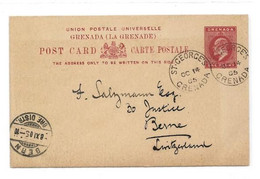 GRENADA E.P. Carte Postal Stationery Card 1p. Red On Light-cream, Cancelled St-GEORGES GRENADA OCT.14 1905 to Bern (Swit - Granada (...-1974)