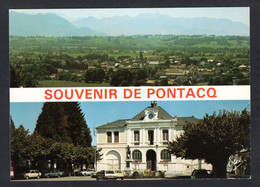 Souvenir De PONTACQ (64 Py-Atl) 2 Vues - Vue Générale Et Hôtel De Ville ( Elcé N°7846) Voitures - Pontacq