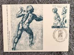 FRANCE Peinture, MICHEL ANGE Homme Nu. Entier Postal Souvenir. Cachet 1/1/2004 - Desnudos