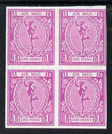 Cinderella - Great Britain 1974 1d Label In Pink Imperf Block Of 4 Issued For A Children's Philatelic Exhibition Staged - Werbemarken, Vignetten