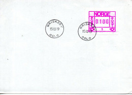 NORVEGE. Timbre De Distributeur N°1 Sur Enveloppe Avec Oblitération "Briskeby 15/10/1979". - Automaatzegels [ATM]