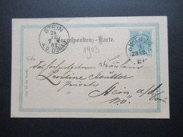 Österreich 1903 Ganzsache Correspondenz Karte Stempel Wien 23.12. Ank. Stp. K1 Stein A.D. Donau 24.12.1903 Weihnachten - Brieven En Documenten