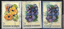 BURUNDI 1986 FLOWERS TRIO TO 75F - Used Stamps