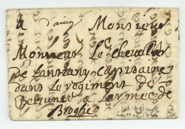 Guerre De Sept Ans 1760 D'Avignon (m) Au Chevalier De Lantiany à L'armee De Broglie En Allemagne Belsunce - Army Postmarks (before 1900)
