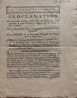 Proclamation Du Lieutenant Général Auguste Harville Commandant Un Corps D’armée à Namur En 1792 Liberté Et L’égalité - Historical Documents