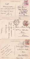 Cambodge 3 Cpa Oblitérées De ANGKOR-Les-Ruines 1927 Et 1930 Pour Le Tonkin Et La France Indochine Asie - Storia Postale