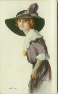 C. BARBER SIGNED 1910s POSTCARD - WOMAN - JUST OFF - N.68874 (1756) - Barber, Court