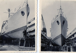 2 Photos De L' Escorteur Cotier  " L' ETOURDI "  Sur Dock Le 28 Février à Monte Cristo - Schiffe