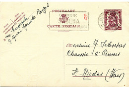 1951 Kaart Van Brugge X Naar SSt Nicolas - SABENA Slogan Stempel - Andere & Zonder Classificatie