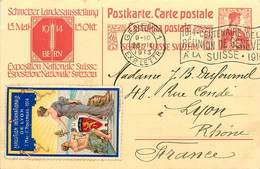 Lyon * VIGNETTE Exposition Internationale De 1914 , Sur Entier Postal Suisse Schweiz - Other & Unclassified