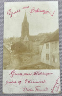 Oeting Oetingen 1901 Carte Photo Près De Forbach Morsbach L'eglise Et La Rue Principale - Forbach