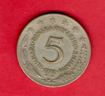 YUGOSLAVIA, 1972 , 5 Dinara, Copper Nickel Zinc, KM58, C3721 - Jugoslawien