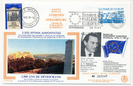 FRANCE / GRECE - Liaison Postale Athènes Strasbourg 14 Et 20/11/1991 - Visite Hosni Boubarak - Europese Gedachte