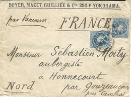 Near 1910- Letter From Yokohama To France  France - Franked   20 Sen  +   " Par Vancouver "  Manuscrit - Cartas