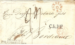 1845- Letter From Warszawa  -" FRANCO / POLN:PREUSS:GRZ:" + C.R.P.F.  To Bordeaux - ...-1860 Vorphilatelie