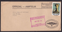 South Africa: Official Cover To Netherlands, 1987, 1 Stamp, Rock Formation, Slogan Plant A Tree (minor Crease) - Lettres & Documents