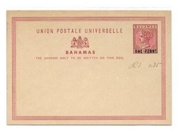 BAHAMAS E.P. Carte Postal Stationery Card 1½p. Red On Cream Ovpt. ONE PENNY, Mint - Very Fresh.   Belle Fraîcheur.   TB - 1859-1963 Colonie Britannique