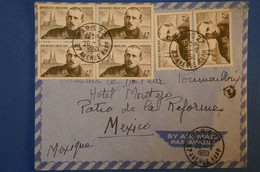 436 FRANCE 1950 LETTRE PAR AVION RARE PARIS POUR MEXICO ++AERIEN+ BLOC ET PAIRE DE TIMBRES - 1927-1959 Covers & Documents