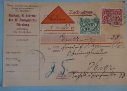 E5 BAVIERE BELLE CARTE PAIEMENT 1920 NURNBERG BAYERN UN MARK 35 PF - Covers & Documents