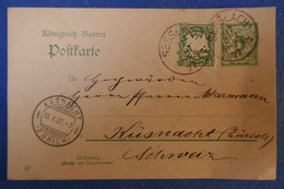 E5 BAVIERE BELLE CARTE 1907 SESSLACH POUR SUISSE KUNSNACHT ZURICH + AFFRANCHISSEMENT PLAISANT - Postwaardestukken