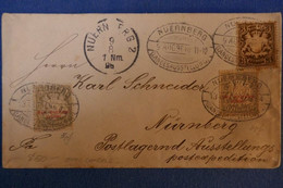 E5 BAVIERE TRES BELLE LETTRE 1896 NUERNBERG POUR NURNBERG + LETTRE SIGNEE + TIMBRES COTéS SURCHARGéS ROUGE - Covers & Documents