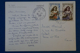 G3 OCEANIE BELLE CARTE 1961 PAPEETE POUR CORBEIL + DANSEUSE +AFFRANCHISSEMENT PLAISANT - Brieven En Documenten